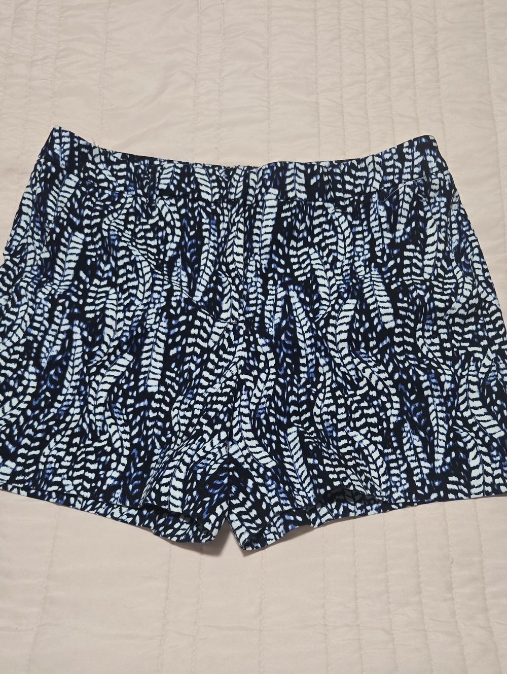White House Black Market Navy & White Patterned Shorts